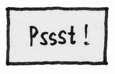 Illustration: Ein Schild, auf dem "Pssst!" steht.