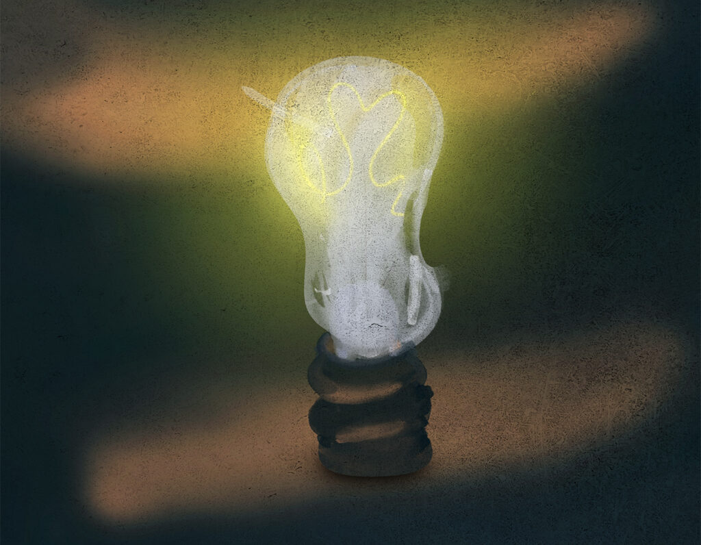 Zeichnung einer Glühbirne